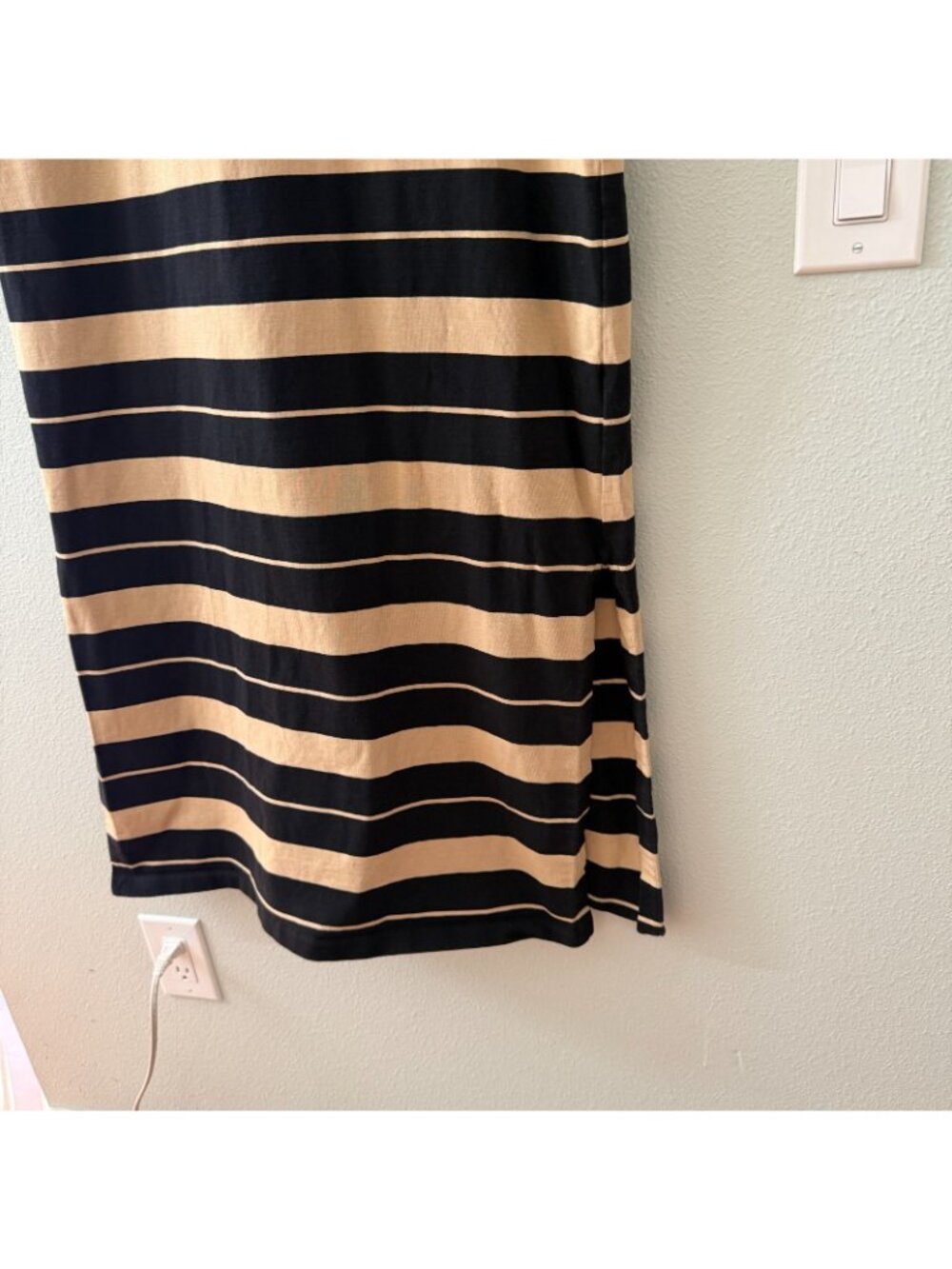 COS Black and Beige Striped Midi Dress - Picture 2 of 7